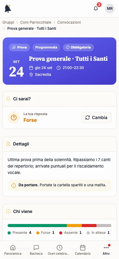 Sezione Chi viene della convocazione