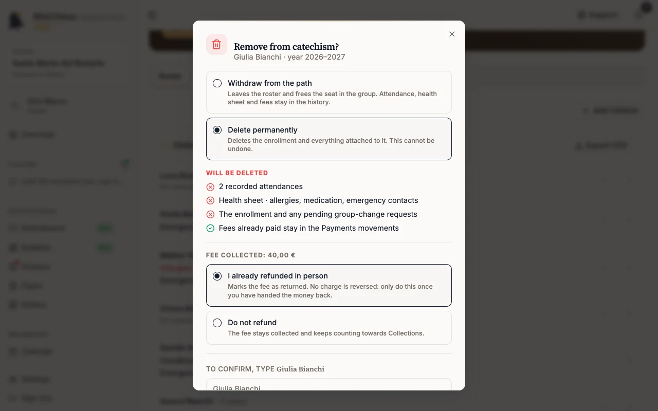 Permanent deletion with the confirmation field