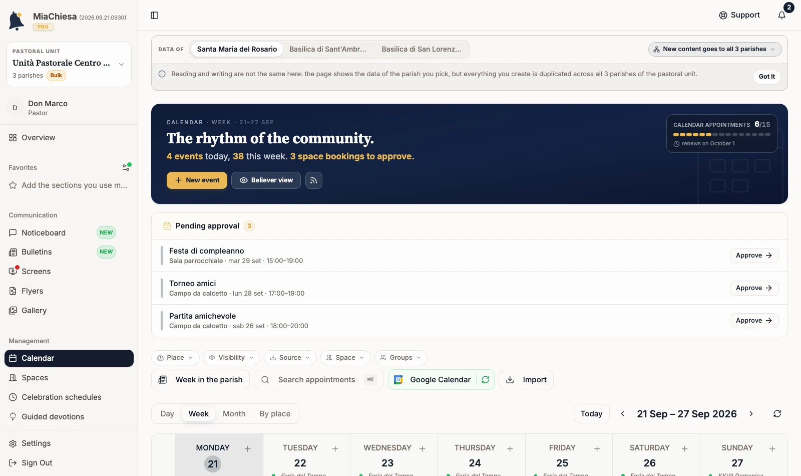 Calendar in Bulk Operations with Data of and the new content pill