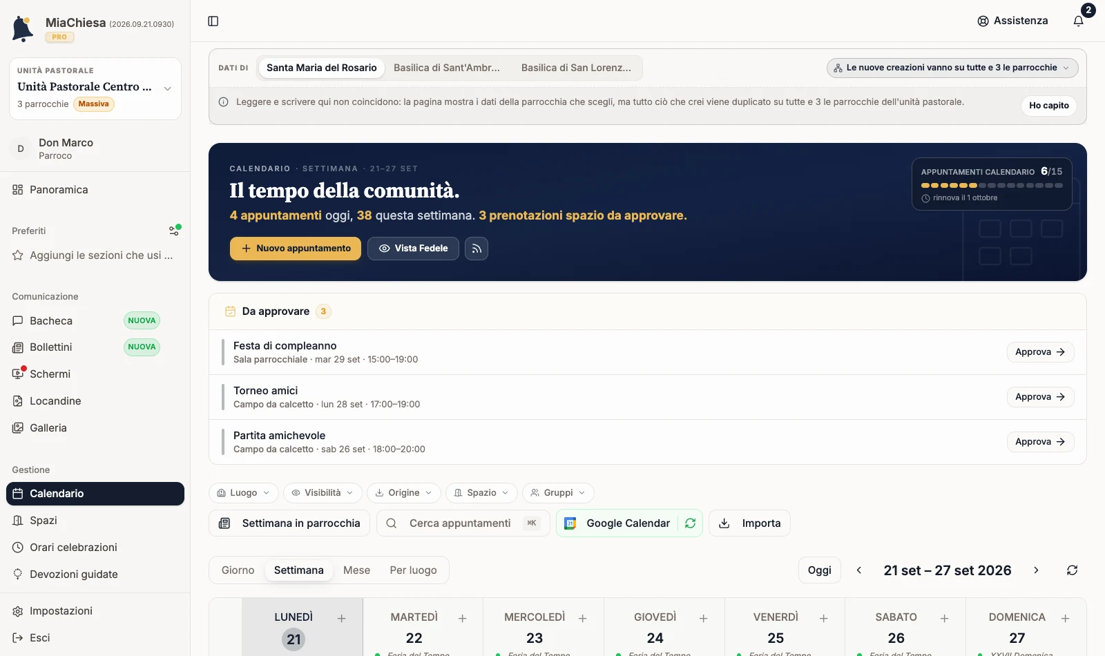 Calendario in Operazioni Massive con Dati di e la pillola delle nuove creazioni