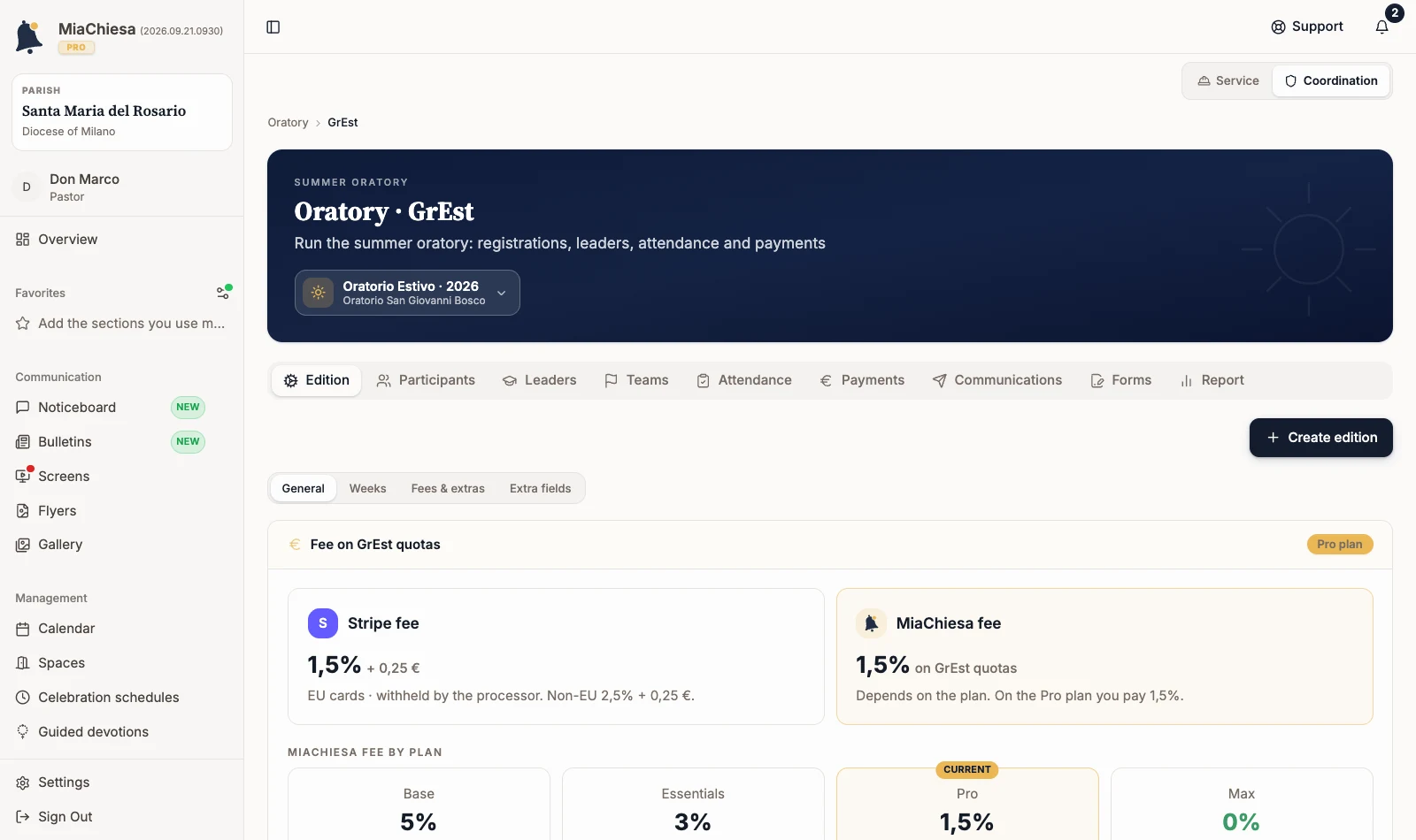 GrEst module opened from the activity list