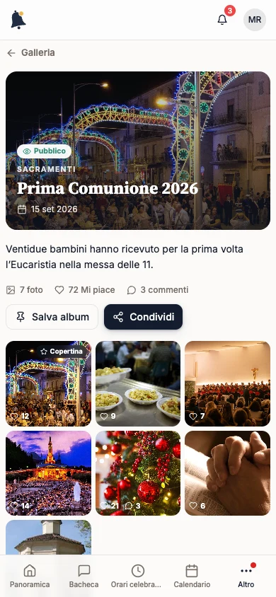 Album Prima Comunione 2026 con la griglia delle foto