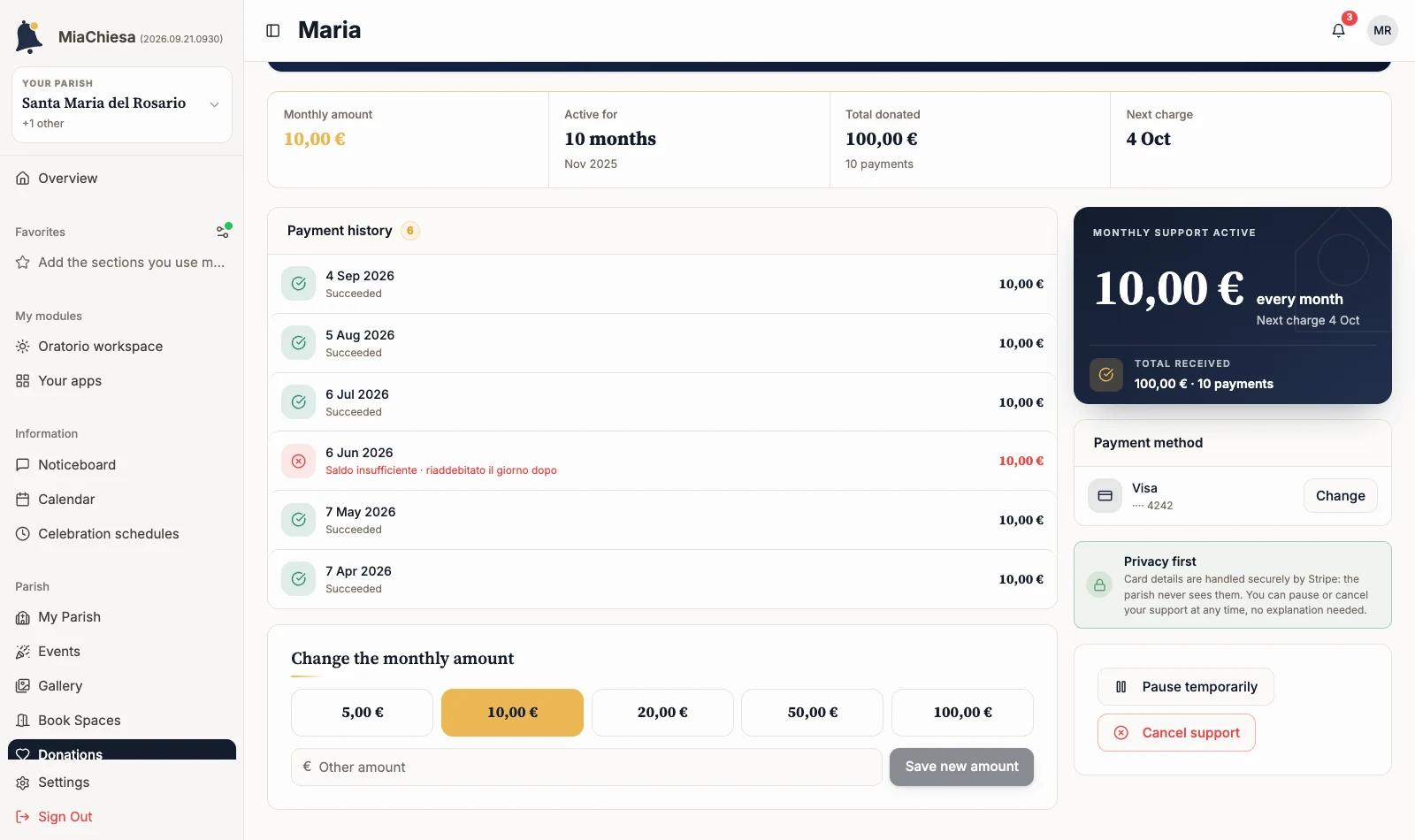 Change the monthly amount card with suggested amounts and custom input
