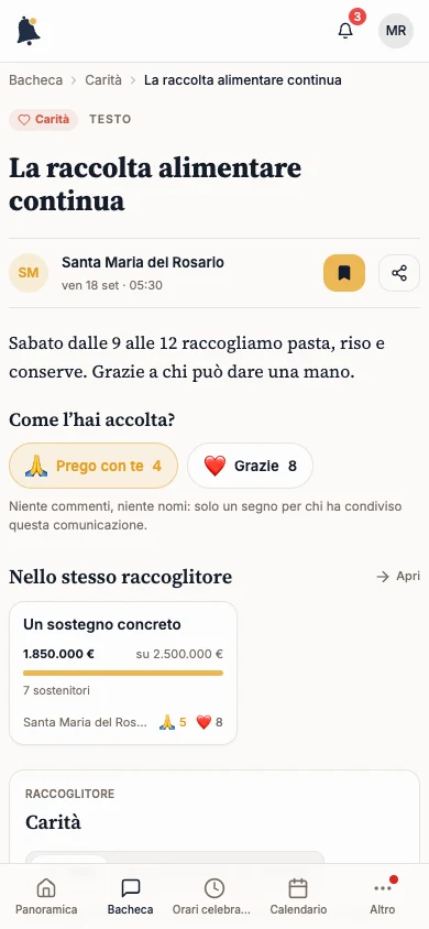 Comunicazione aperta con il pulsante Salva attivo