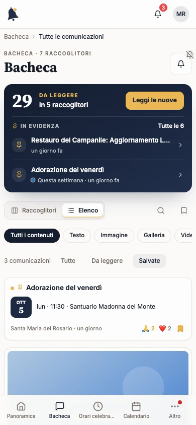 Elenco filtrato sulle comunicazioni salvate