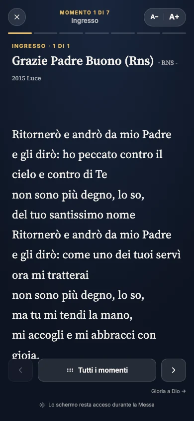 Modalità Segui sul primo canto