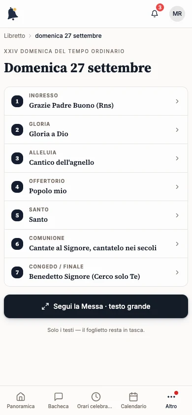 Dettaglio di una scaletta visibile ai fedeli