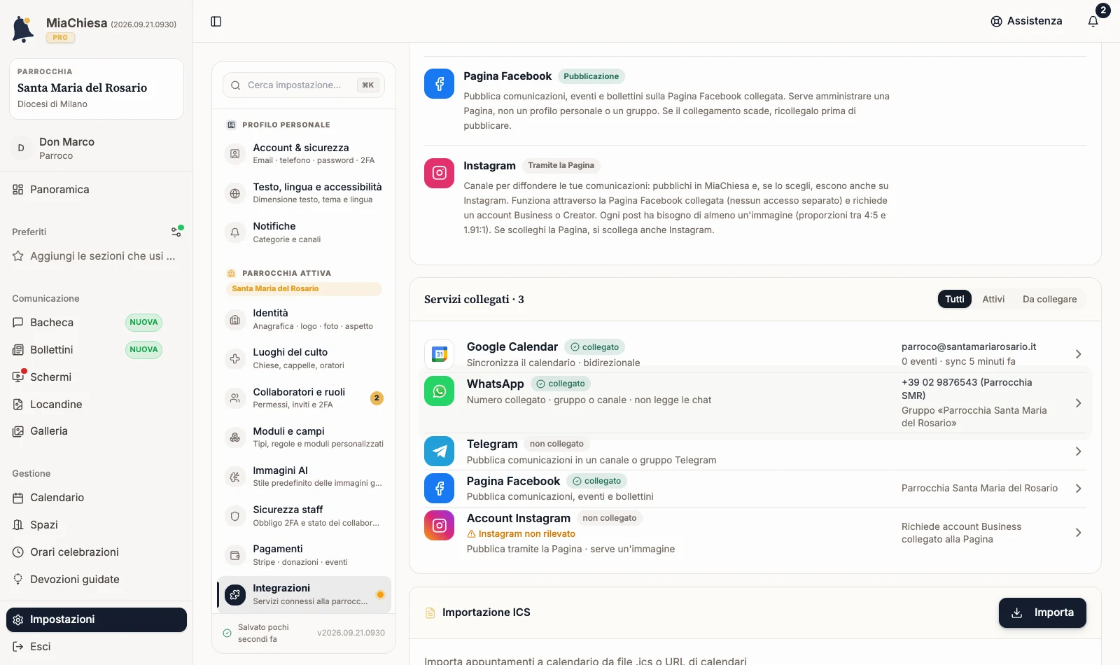 Riga collegata di Google Calendar