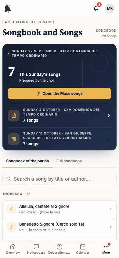Find songs and follow a setlist: Open Songs