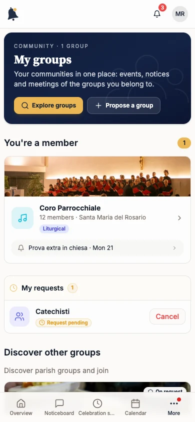 My groups page with the Explore groups button