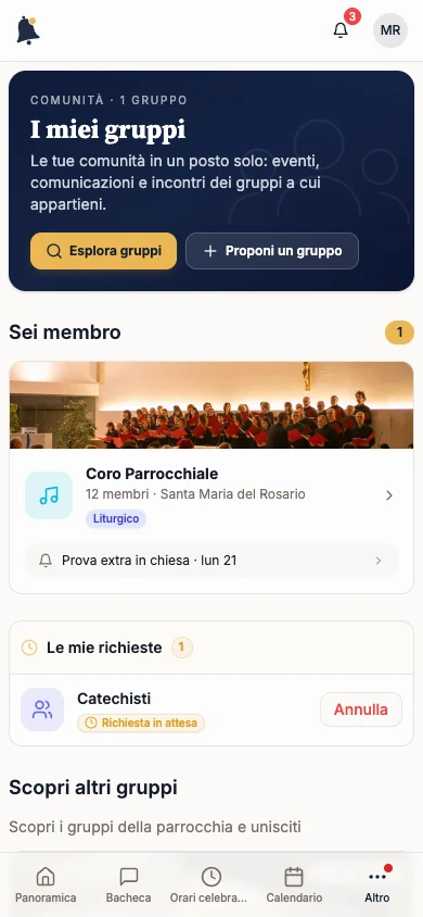 Pagina I miei gruppi con il pulsante Esplora gruppi
