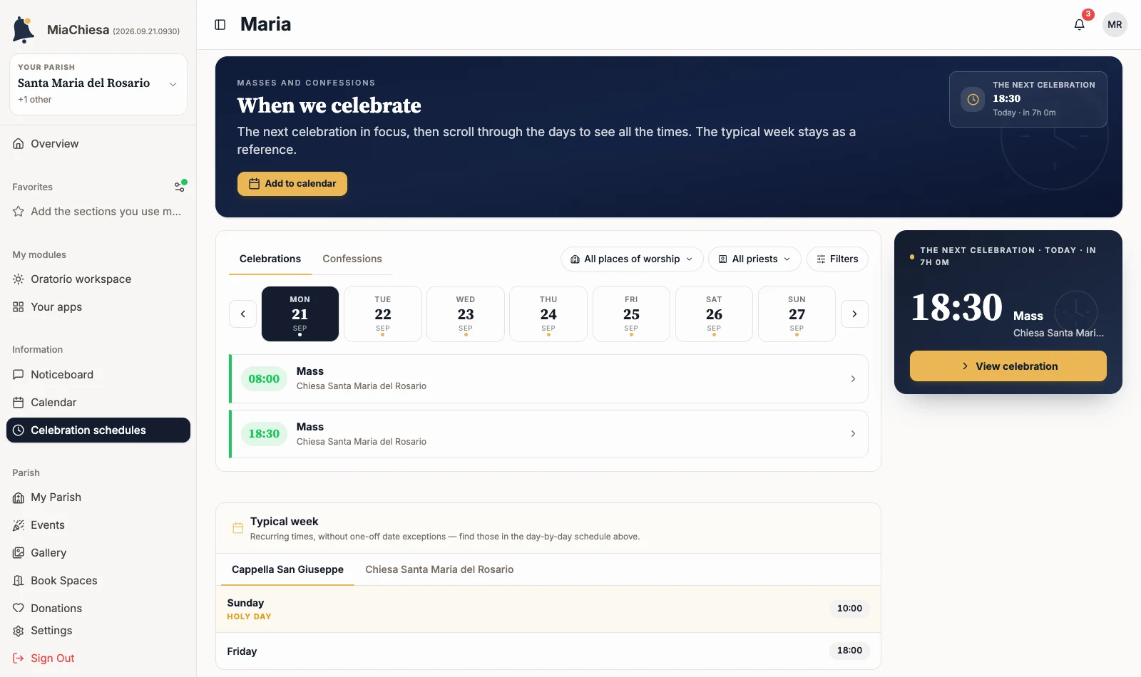 Schedules page loaded while the device is online