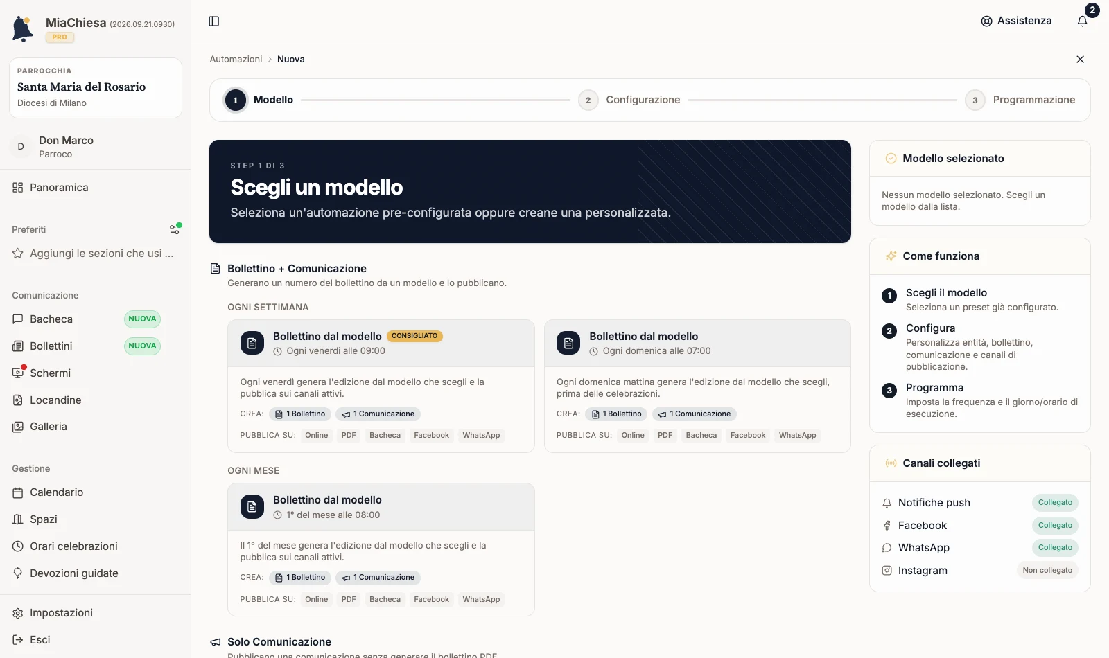 Procedura Crea automazione aperta al passaggio Scegli un modello