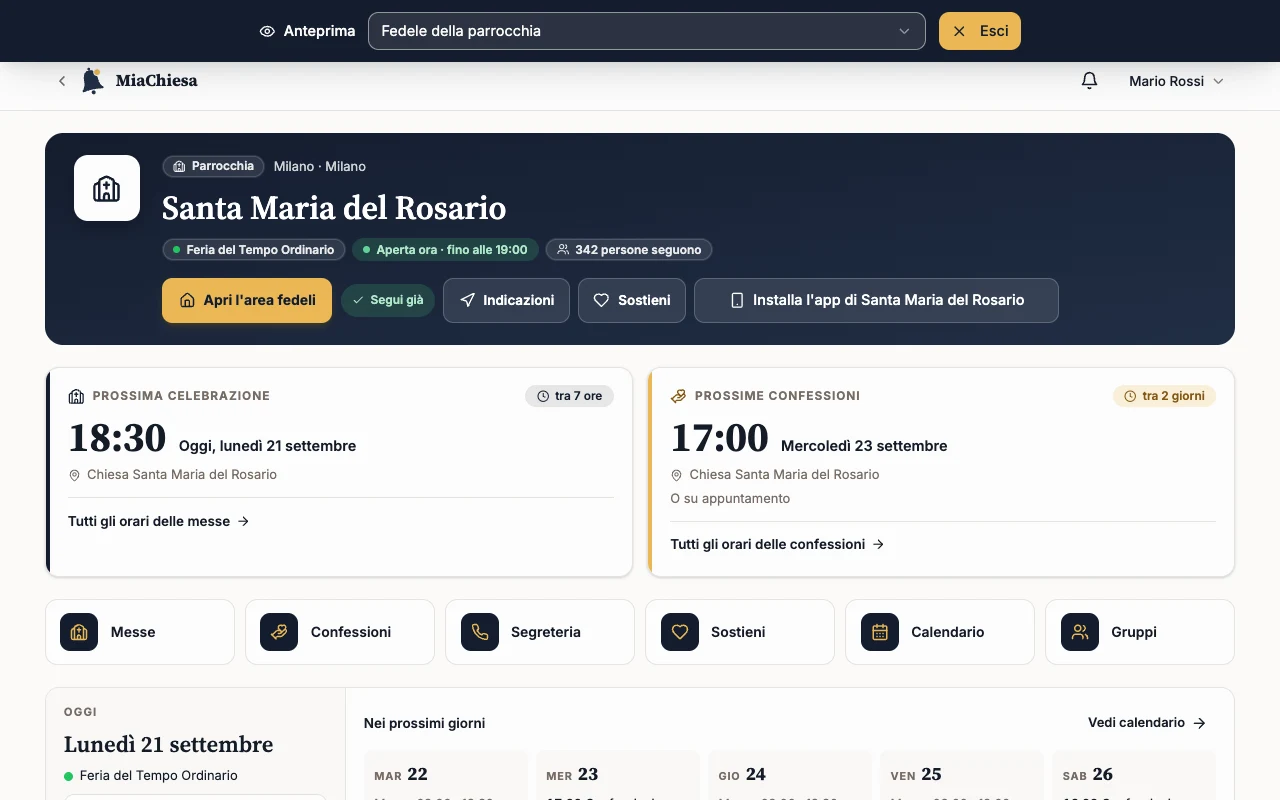 Anteprima come Fedele della parrocchia con Apri l’area fedeli
